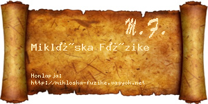 Miklóska Füzike névjegykártya